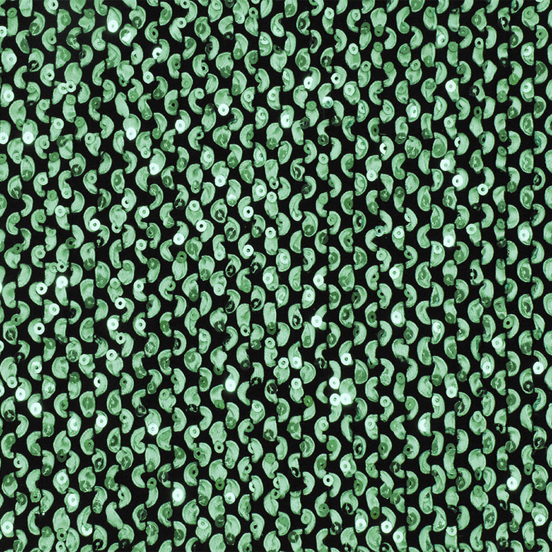 Pearly Green-Black 3D Wave With Sequins Acrylic Poly Woven Jacketing Fabric