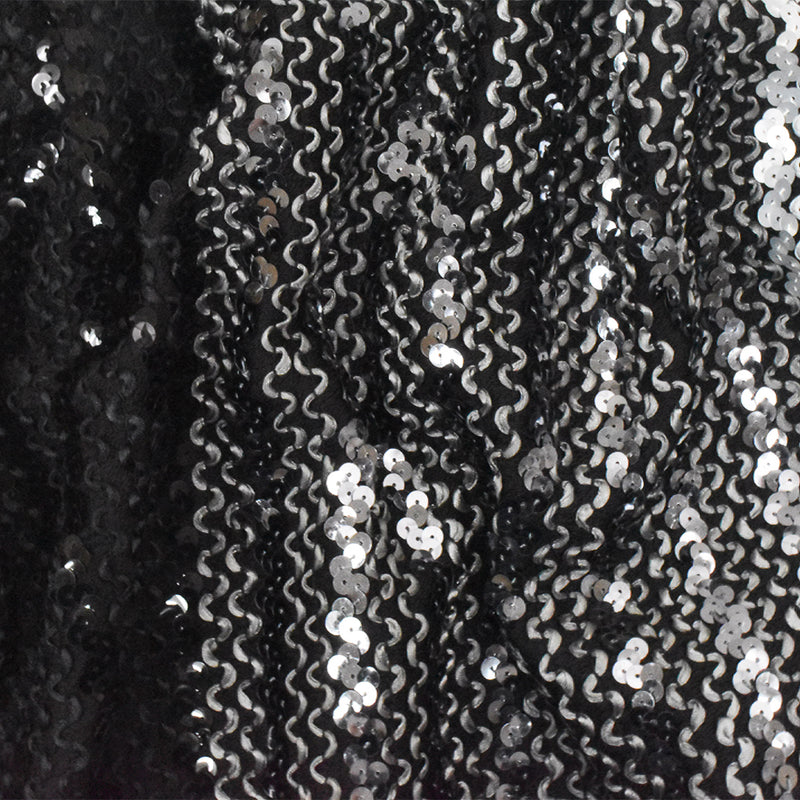 Gray-Black-Multi 3D Wave With Sequins Acrylic Poly Woven Jacketing Fabric