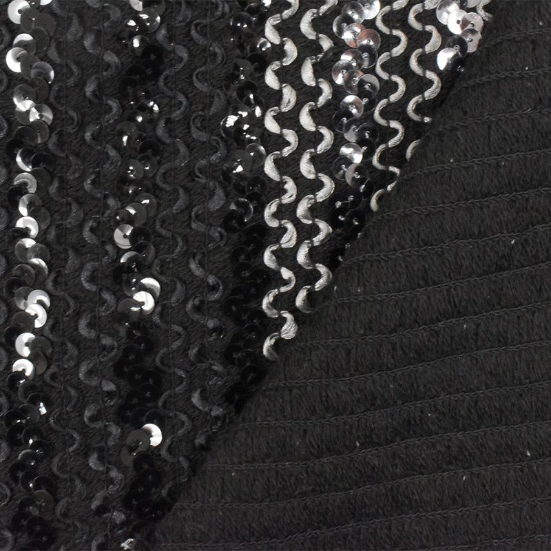 Gray-Black-Multi 3D Wave With Sequins Acrylic Poly Woven Jacketing Fabric