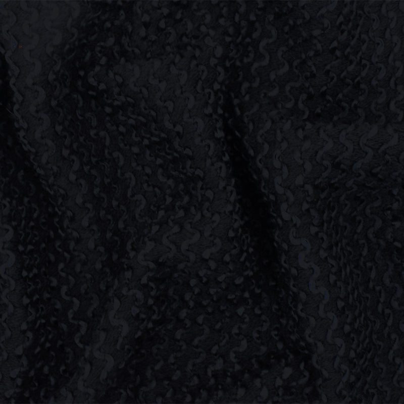 Obsidian Black 3D Wave Acrylic Poly Woven Jacketing Fabric