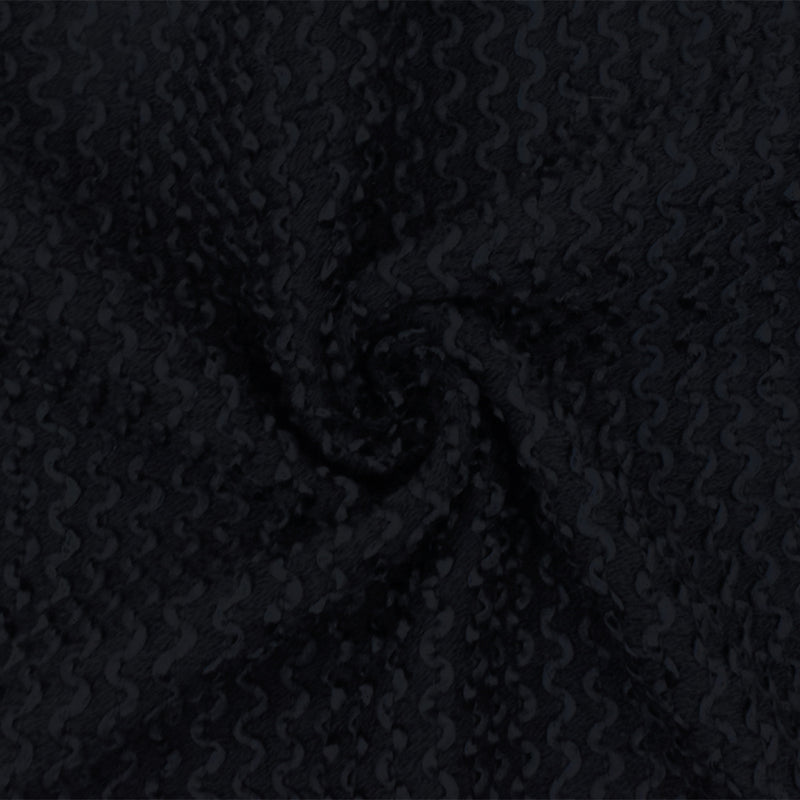 Obsidian Black 3D Wave Acrylic Poly Woven Jacketing Fabric