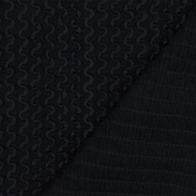 Obsidian Black 3D Wave Acrylic Poly Woven Jacketing Fabric