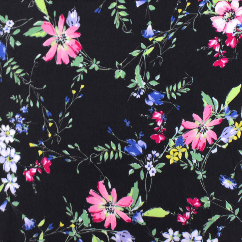 Green-Black Multi Famous Designer Floral print Rayon Chiffon Woven Fabric