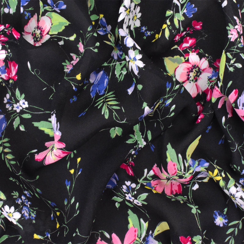 Green-Black Multi Famous Designer Floral print Rayon Chiffon Woven Fabric