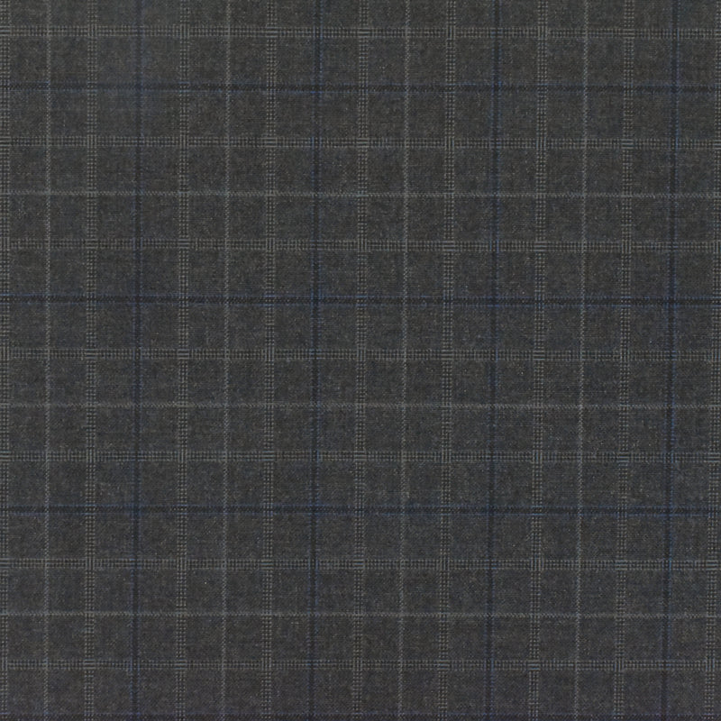 Night Gray-Blue-Multi Check Wool-Poly Woven Suiting Fabric