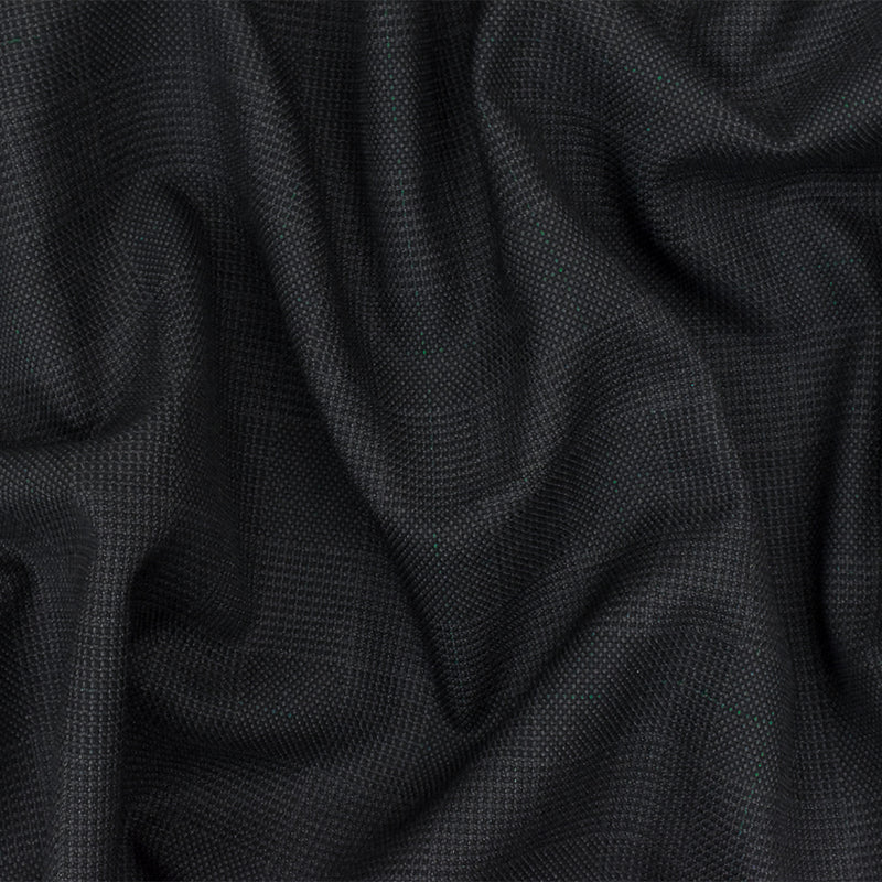 Black-Gray-Green Plaid Poly-Wool Woven Suiting Fabric