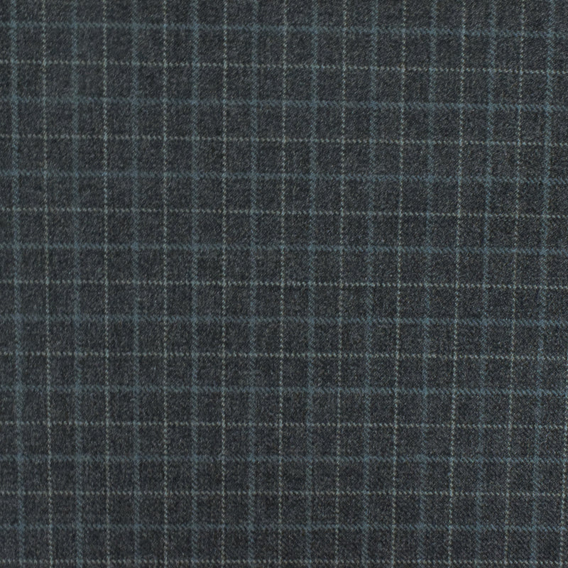 Gray-Multi Check Wool Polyester Twill Woven Suiting Fabric