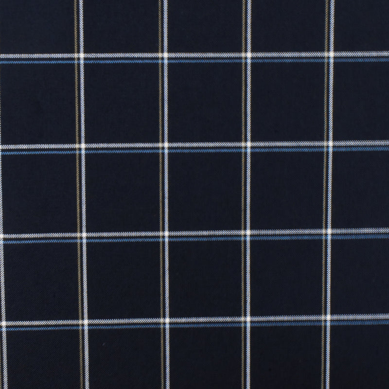 Stark Navy-White-Multi Check Poly-Wool Woven Suiting Fabric