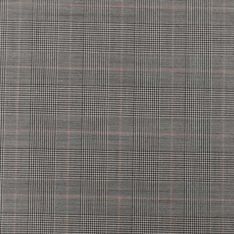 Classic Black-Gray-Red Plaid Wool Poly Woven Suiting Fabric