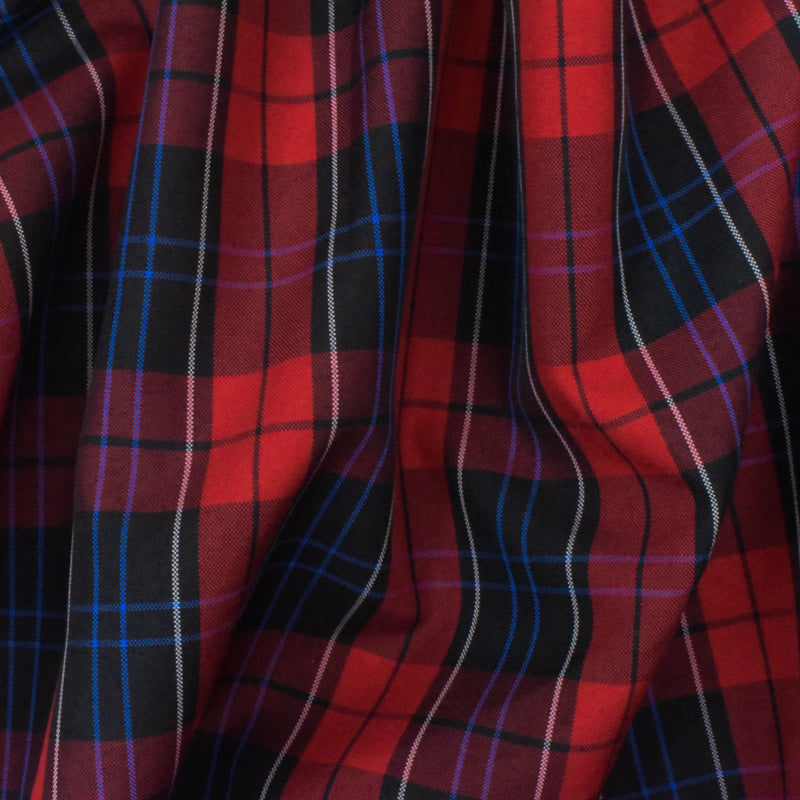 Scholar Red-Black-Multi Plaid Poly Madras Woven Suiting Fabric