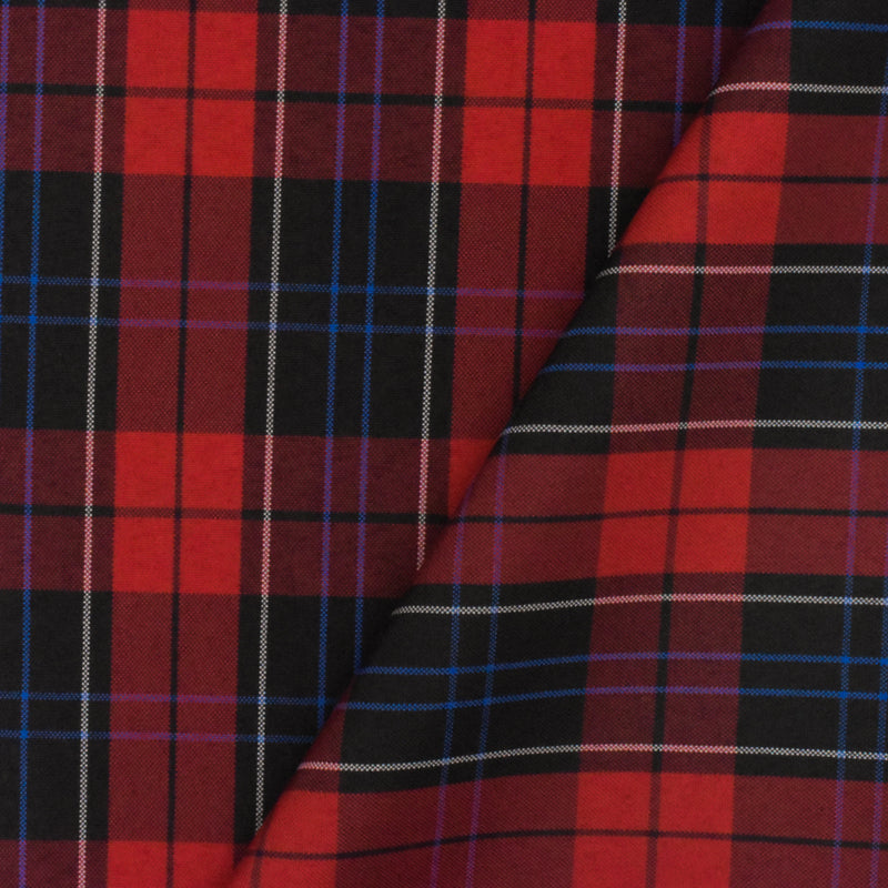 Scholar Red-Black-Multi Plaid Poly Madras Woven Suiting Fabric