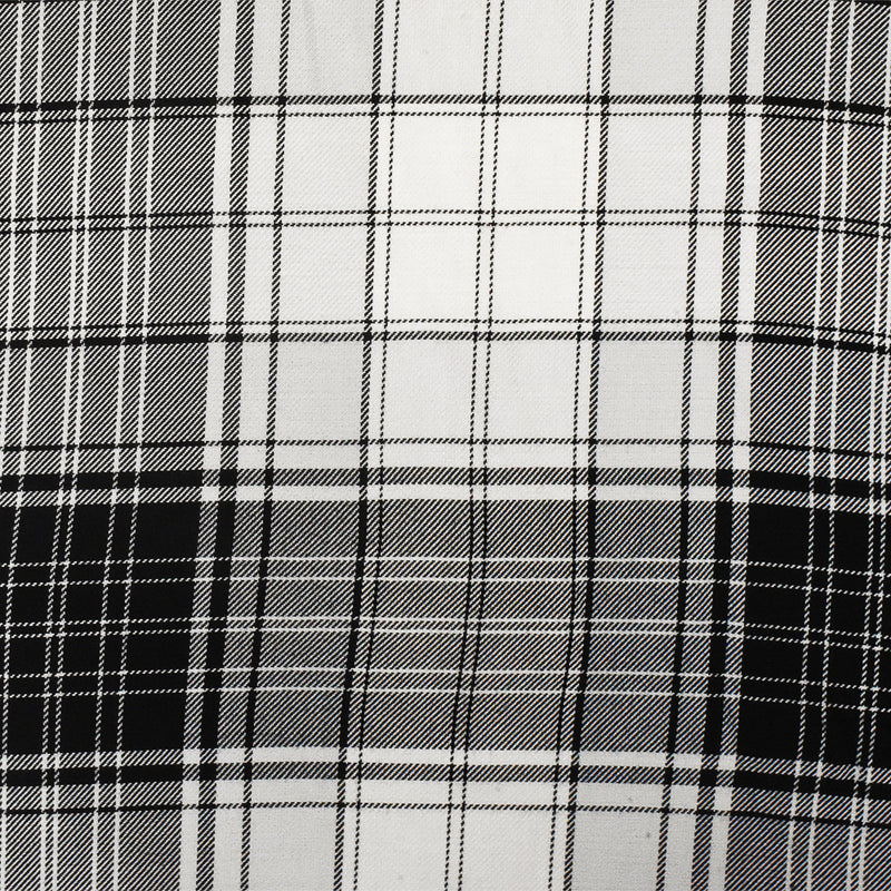 Pitch Black -White Plaid Rayon Twill Woven Fabric