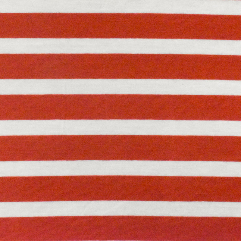 Red Orange-Ivory Stripe Stretch Spandex Rayon Modal Jersey Knit Fabric