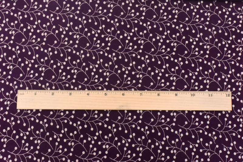 Purple-Beige Berry Printed Cotton Stretch Spandex Jersey Knit Fabric