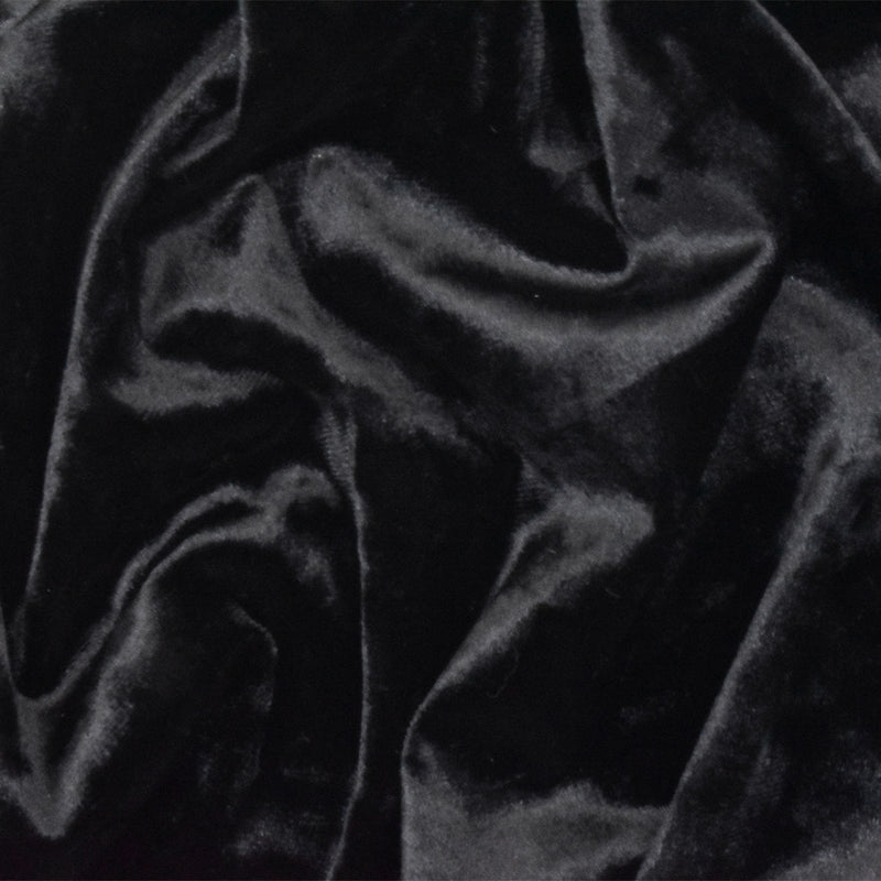Black Solid Stretch Poly Velvet Knit Fabric