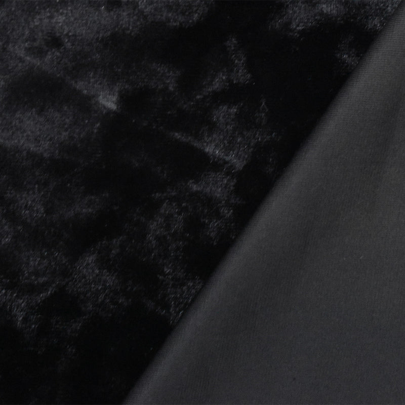 Black Solid Stretch Poly Velvet Knit Fabric
