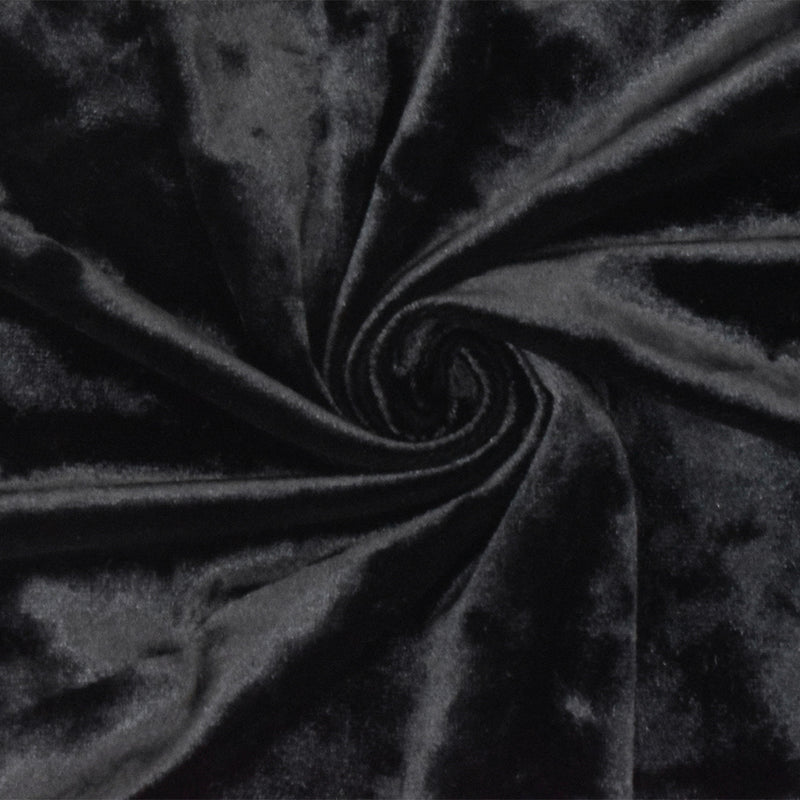 Black Solid Stretch Poly Velvet Knit Fabric