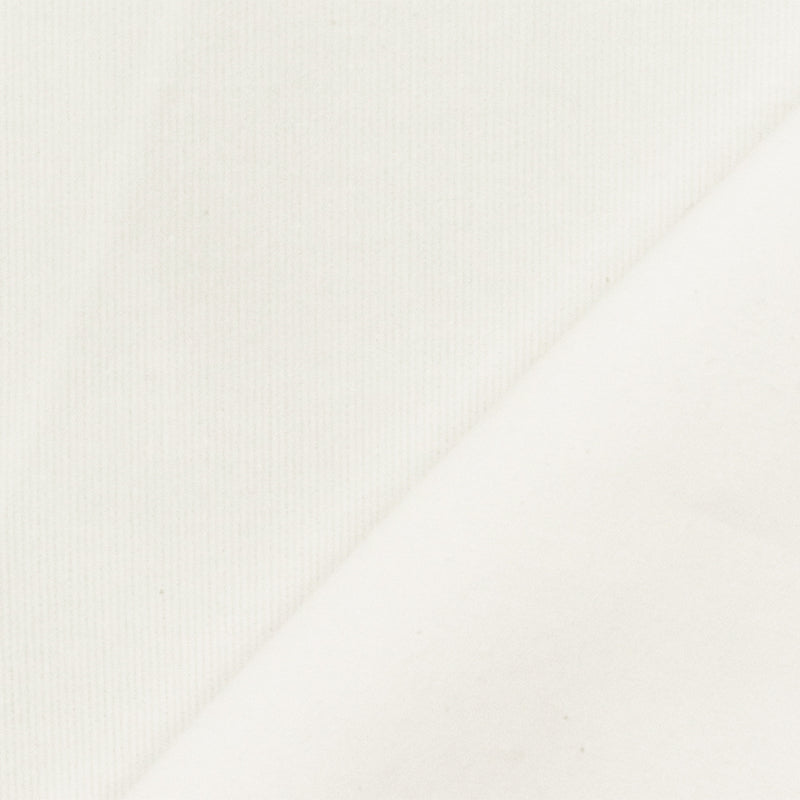 Ivory Solid Stretch Cotton Spandex Featherwale Corduroy Woven Fabric