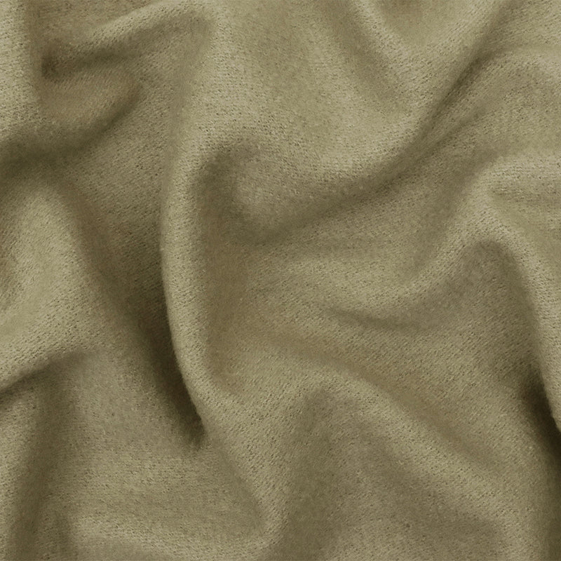 Beige Solid Wool Poly Double Brushed Knit Jacketing Fabric