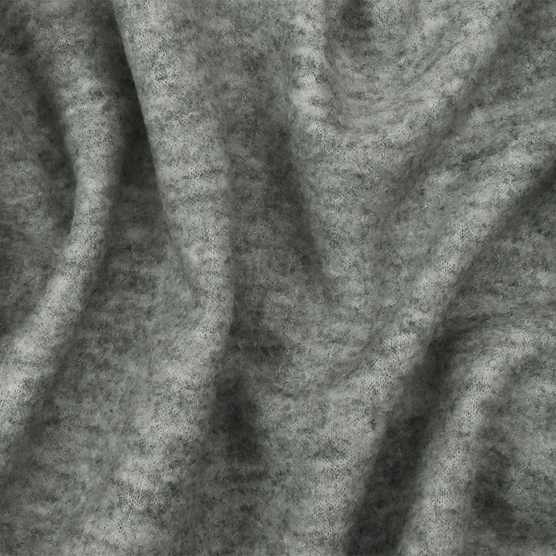 Heather Gray Texture Wool Poly Brushed Boucle Jacketing Knit Fabric