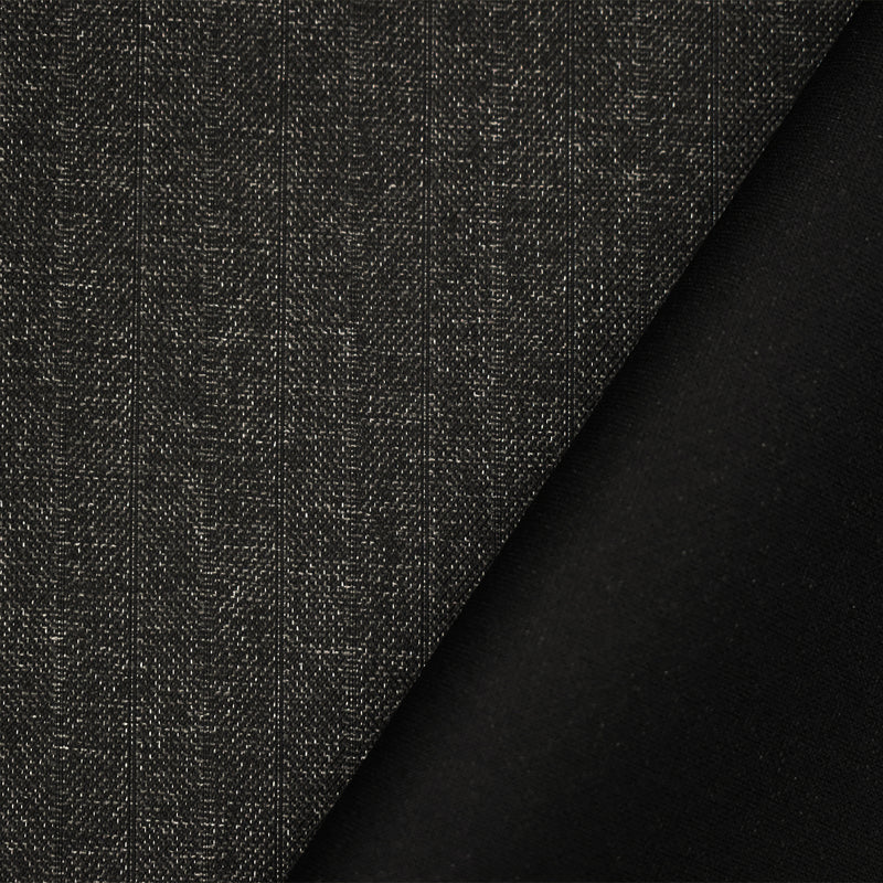 Black-Gray Poly Striped Woven Bonded Stretch Spandex Jacketing Fabric