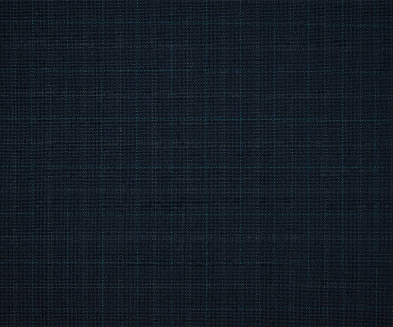 Navy-Gray-Green Wool Polyester Check Pattern Shirting Woven Fabric