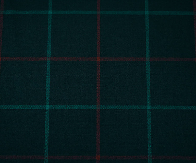 Black-Green-Red Wool Polyester Check Woven Shirting Fabric
