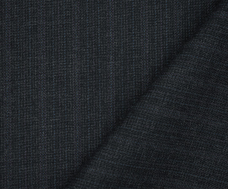 Gray-Black-Blue Wool Poly Faded Texture Stripe Twill Woven Suiting Fabric