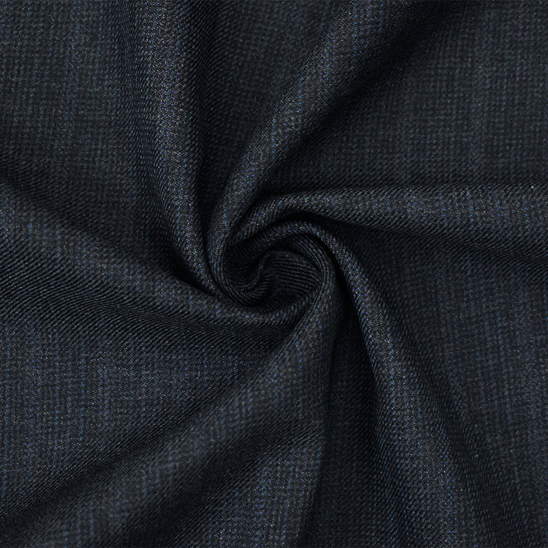 Gray-Black-Blue Wool Poly Faded Texture Stripe Twill Woven Suiting Fabric