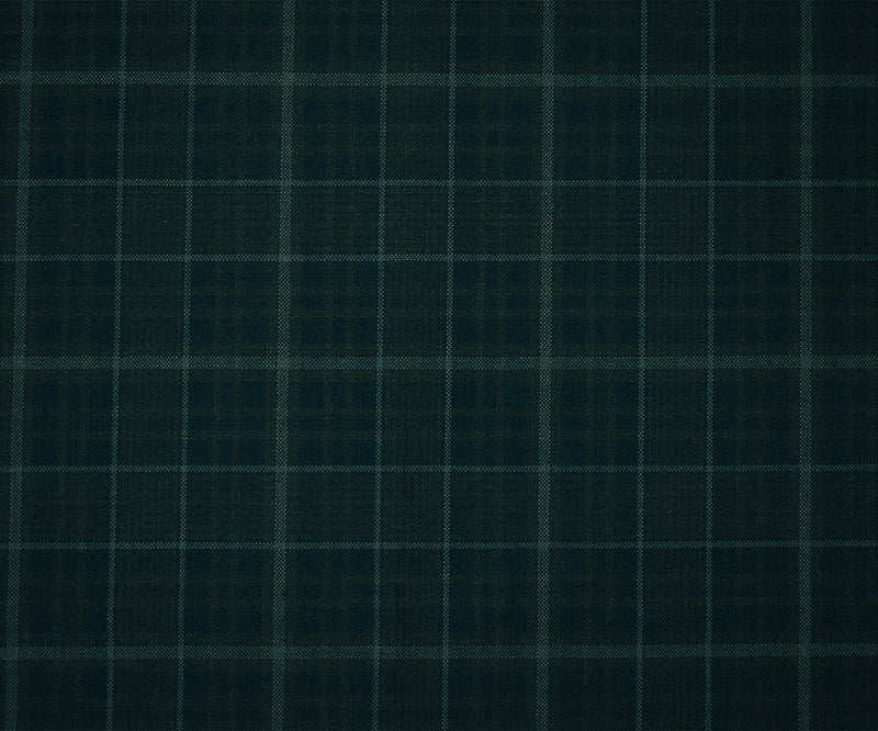Deep Blue-Gray Wool Polyester Plaid Woven Shirting Fabric