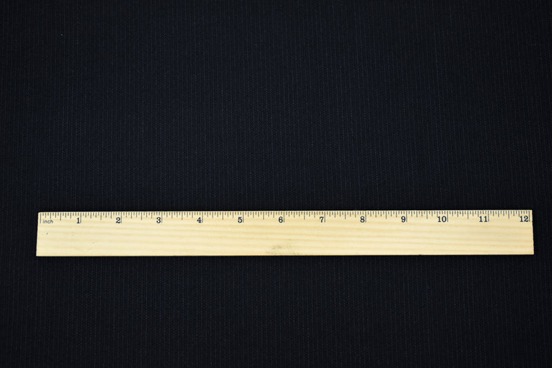 Black-Gunmetal Blue Wool-Poly Striped Suiting Woven Fabric