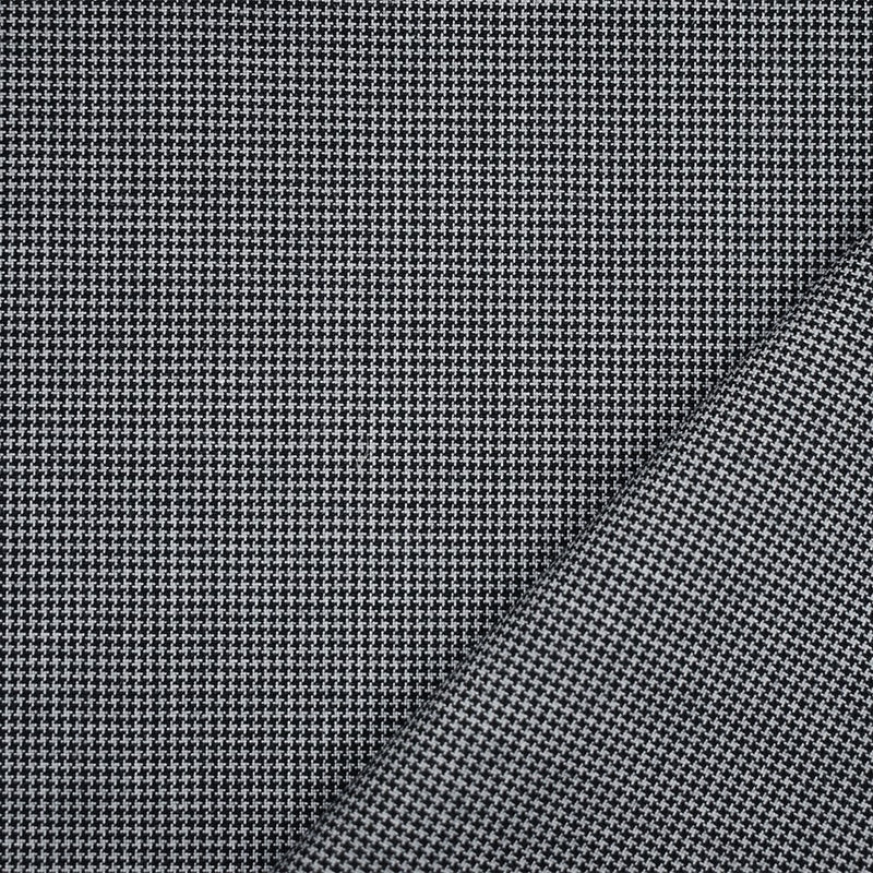 Black-Gray Wool Polyester Micro Houndstooth Woven Shirting Fabric