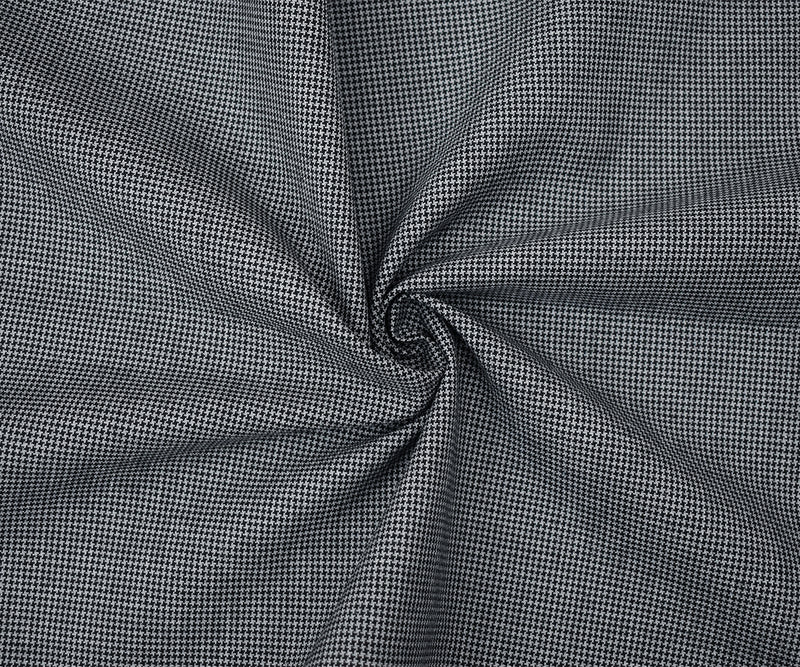 Black-Gray Wool Polyester Micro Houndstooth Woven Shirting Fabric