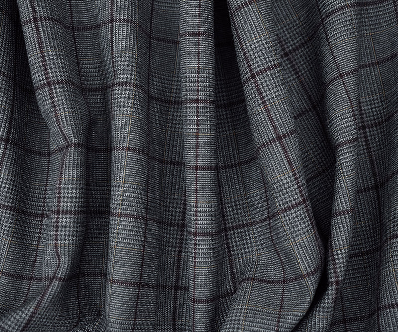 Black-Yellow-Multi Wool-Poly Check Glen Plaid Shirting Woven Fabric