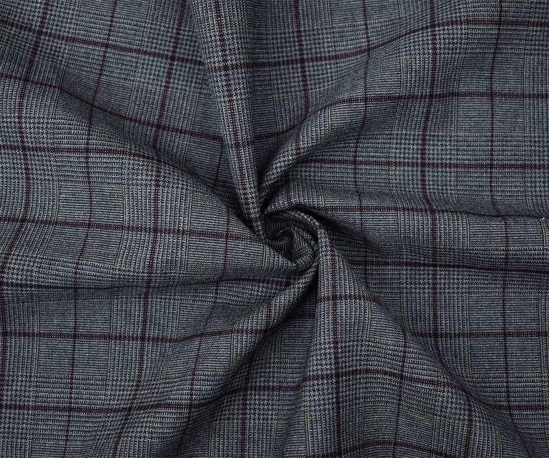 Black-Yellow-Multi Wool-Poly Check Glen Plaid Shirting Woven Fabric