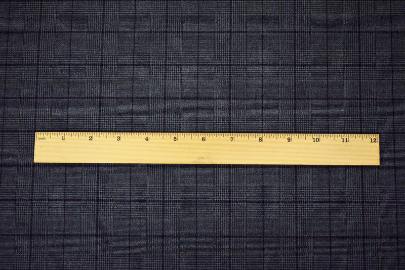 Black-Yellow-Multi Wool-Poly Check Glen Plaid Shirting Woven Fabric