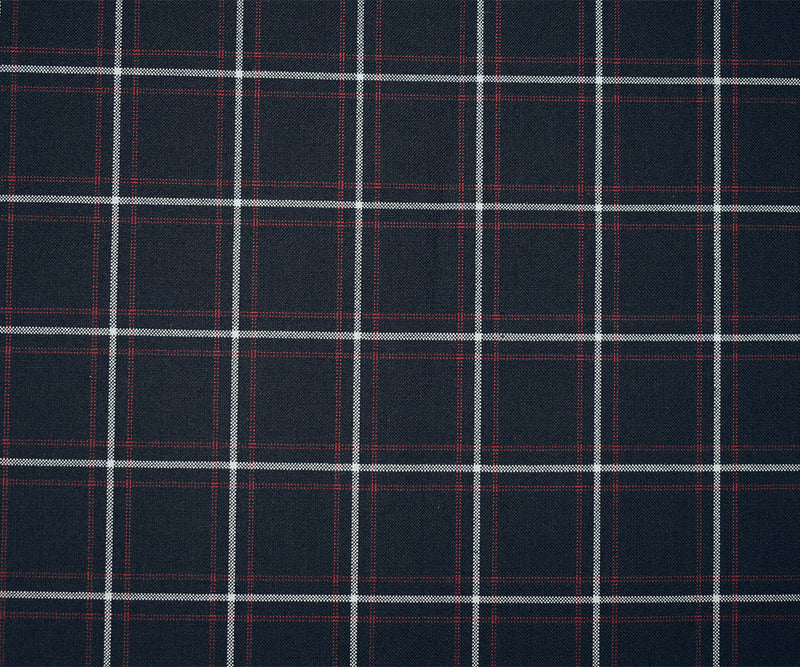 Black-Red-Gray Poly-Wool Plaid Shirting Woven Fabric