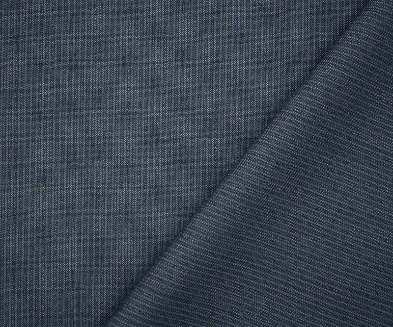 Blue-Beige Wool-Polyester Striped Texture Shirting Woven Fabric