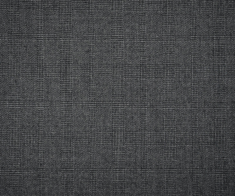 Black-Gray Wool Polyester Check Plaid Dobby Suiting Fabric