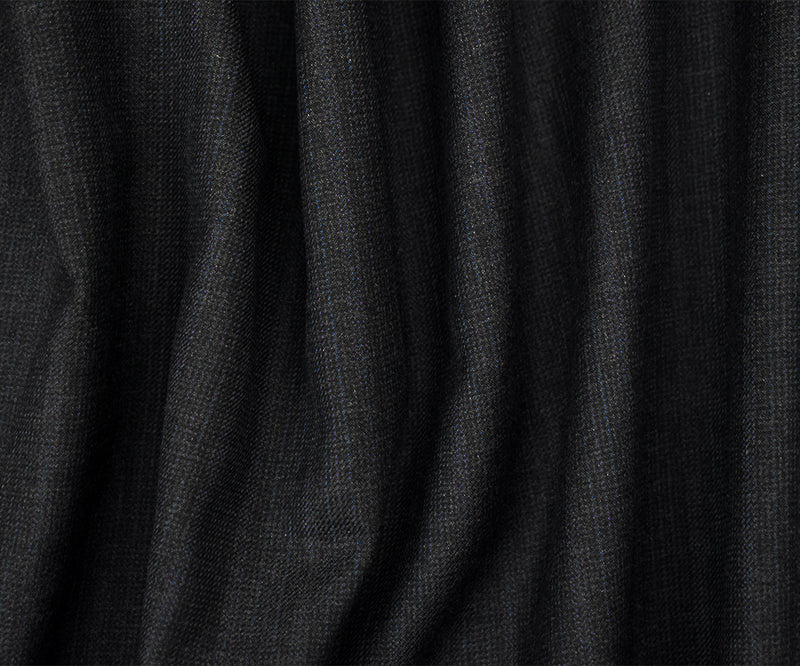 Black-Blue-Purple Wool Poly Texture Plaid Suiting Twill Woven Fabric