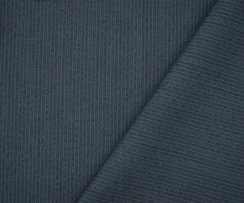 Gray-Blue-Multi Wool-Poly Stripe Texture Woven Shirting Fabric