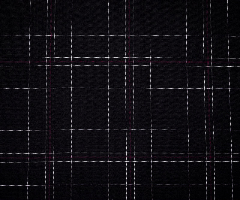 Black-Burgundy-Multi Polyester Wool Blend Plaid Shirting Woven Fabric