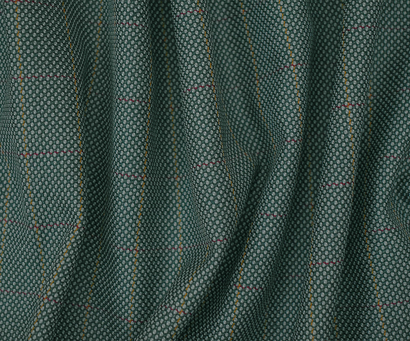 Gray-Burgundy-Multi Wool Polyester Check Dobby Woven Suiting Fabric