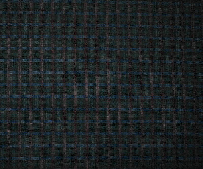 Maroon Brown-Black-Multi Poly-Wool Plaid Shirting Woven Fabric