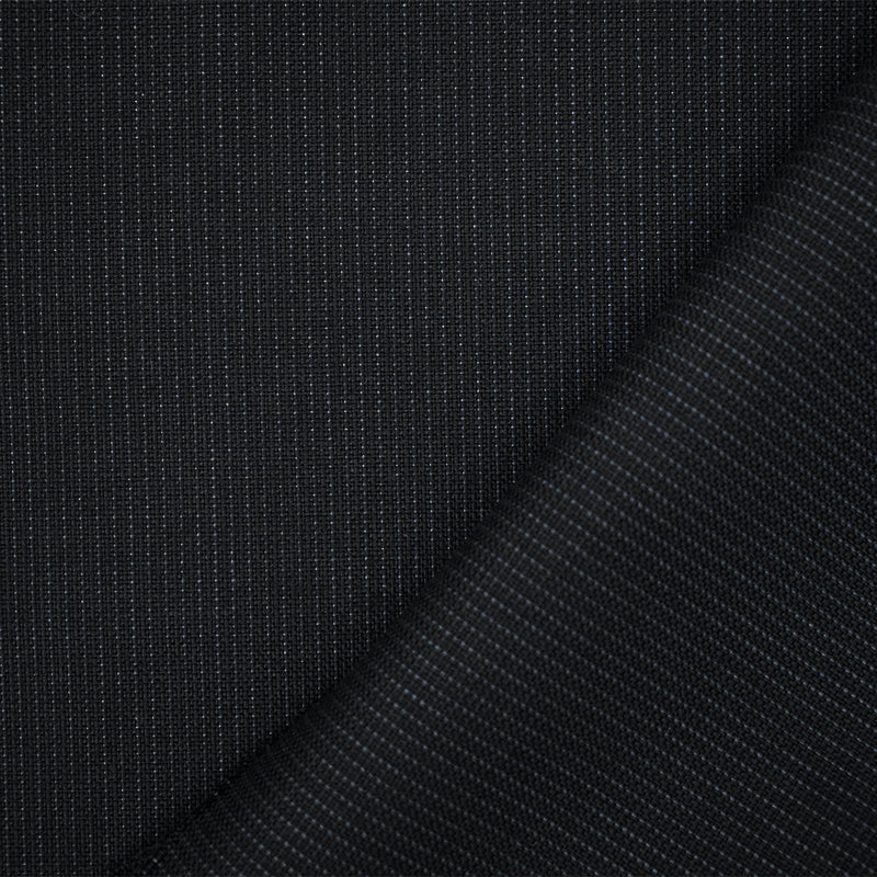 Black-Cool Gray Wool-Poly Stripe Woven Dobby Suiting Fabric