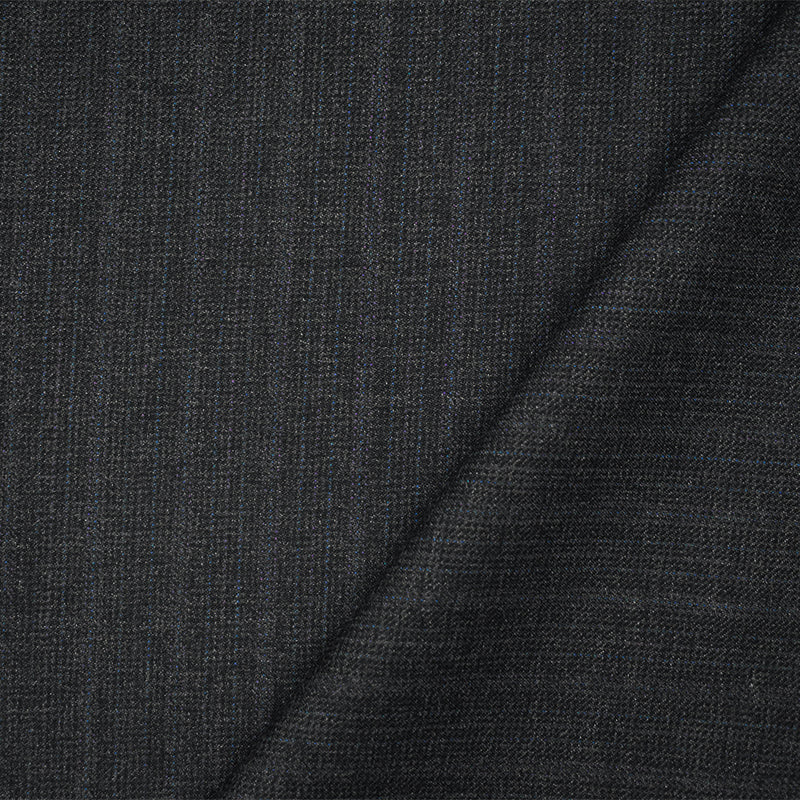 Black-Blue-Multi Wool-Polyester Texture Striped Woven Twill Suiting Fabric