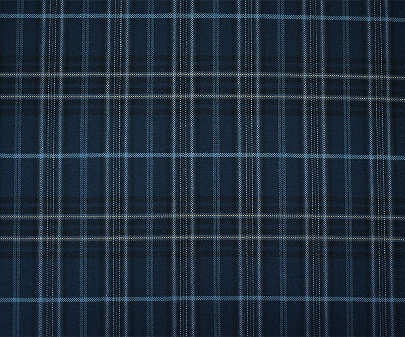 Blue-Black-Multi Wool-Polyester Plaid Woven Twill Suiting Fabric