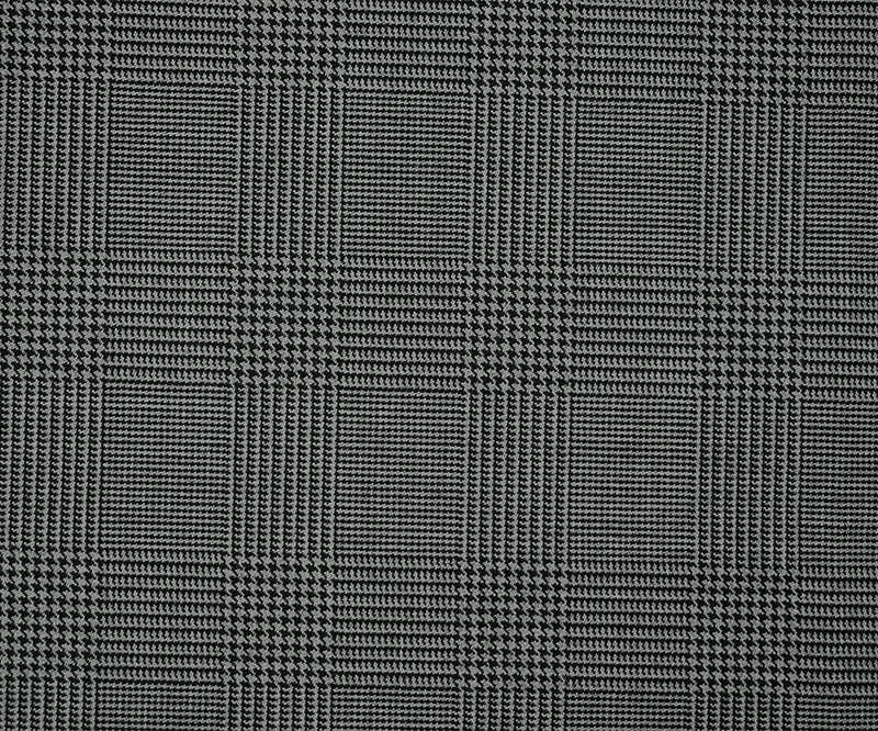Black-Gray Wool Polyester Glen Plaid Suiting Woven Fabric