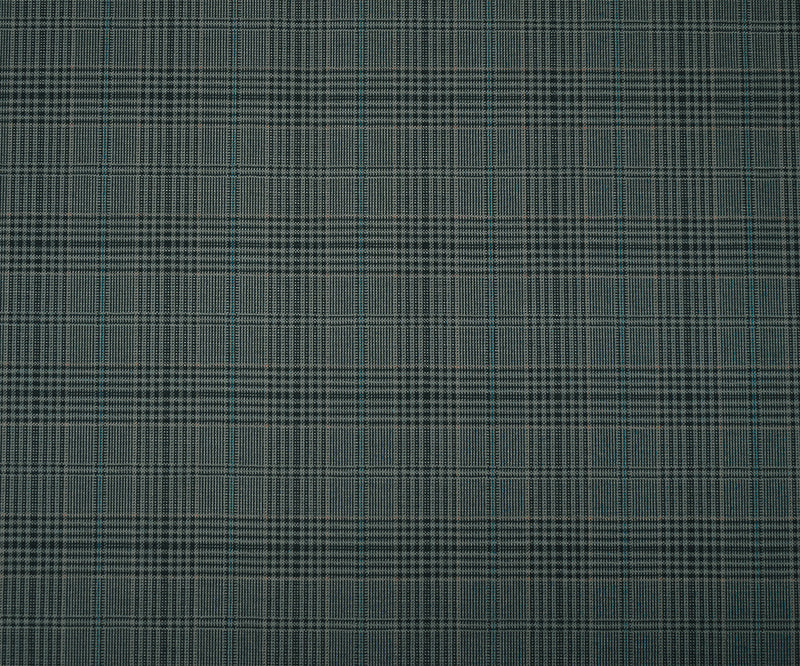 Black-Gray-Multi Wool Polyester Plaid Woven Shirting Fabric
