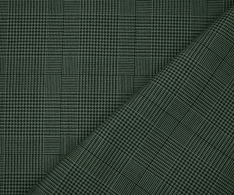 Black-Gray Polyester Wool Glen Plaid Woven Shirting Fabric